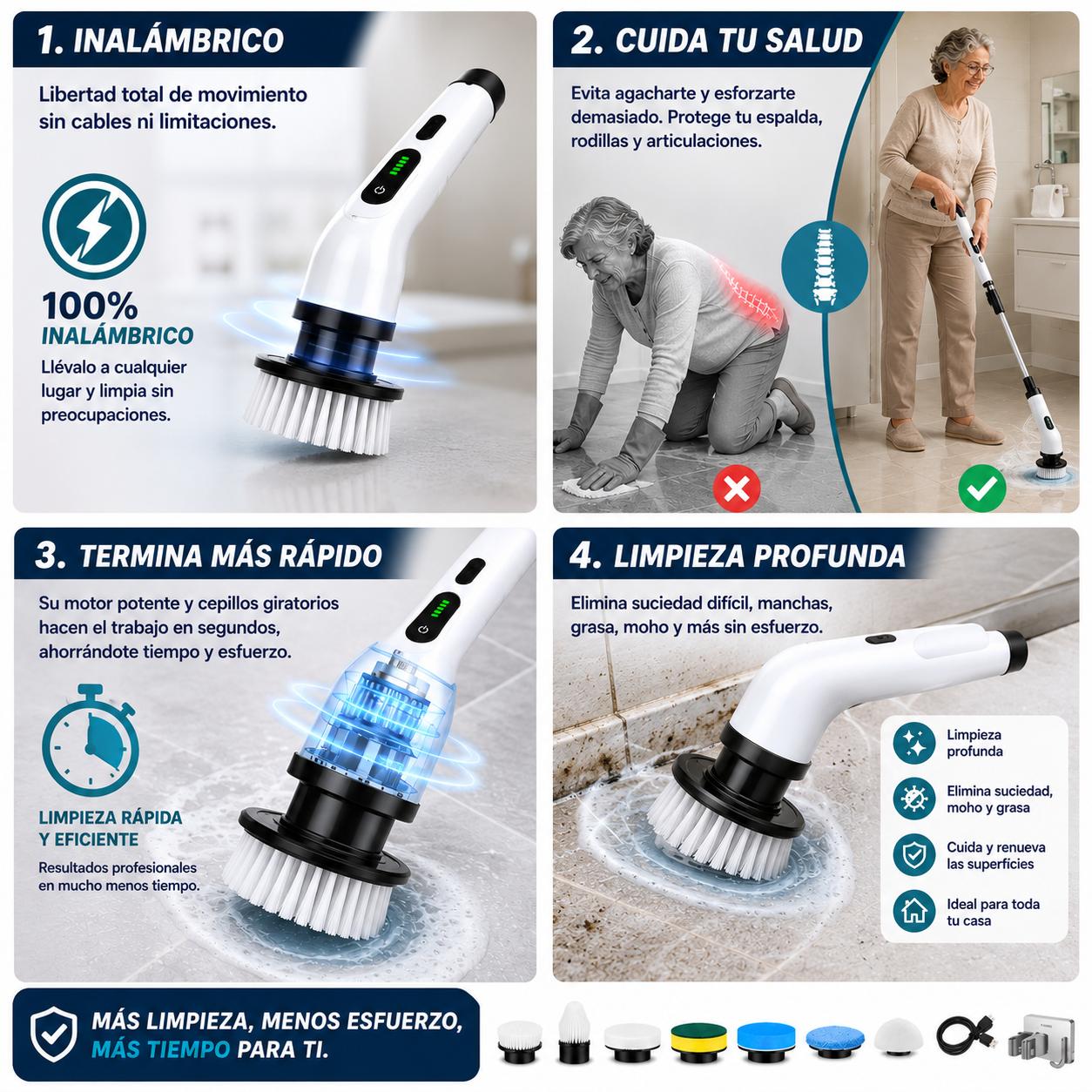 EasyClean™: Cepillo Eléctrico de Limpieza 9 en 1.