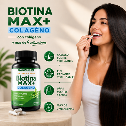 Biotina MAX+ Colagéno: Fortalece, Nutre y Protege.