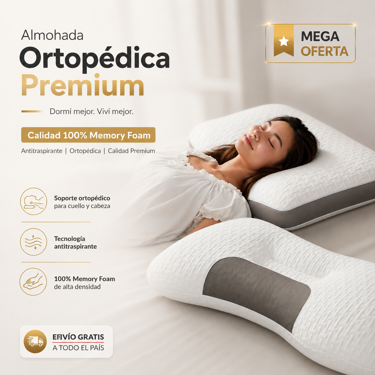 Almohada Ortopédica Premium: Transforma tu día.
