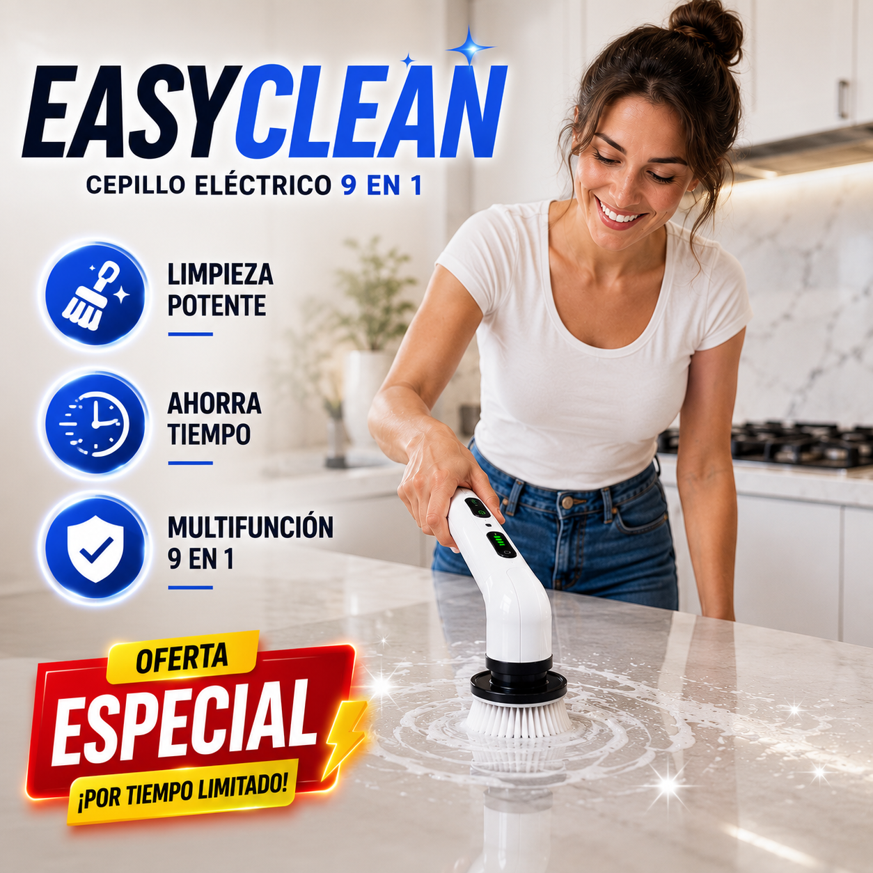 EasyClean™: Cepillo Eléctrico de Limpieza 9 en 1.