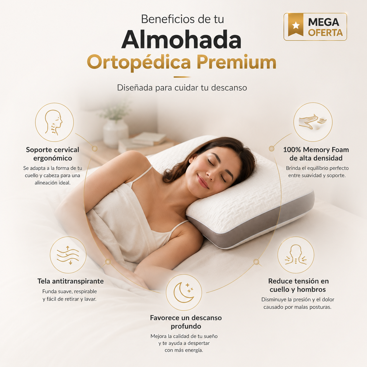 Almohada Ortopédica Premium: Transforma tu día.