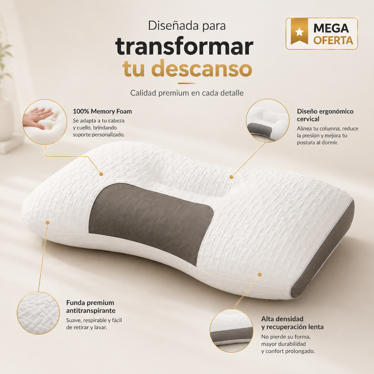 Almohada Ortopédica Premium: Transforma tu día.