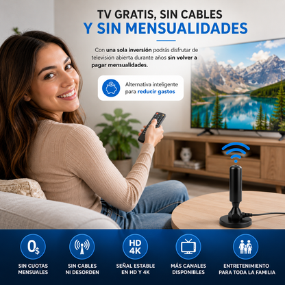 Antena Digital en HD y 4k™: Disfruta + de 5.000 Canales, series y películas.